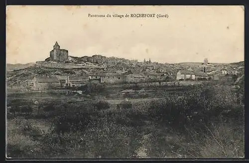 AK Rochefort, Panorama du village de Rochefort (Gard)