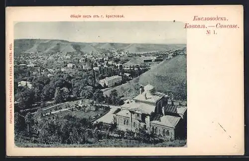 AK Kislowodsk, Blick auf Stadt und Berge vom Berg Krestowaja