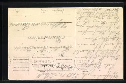 AK Adler mit Wappen und Fahne, Neujahrsgruss