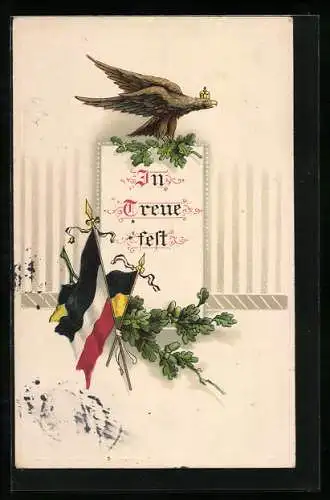 Künstler-AK Fahnen des Zweibund, Reichsadler