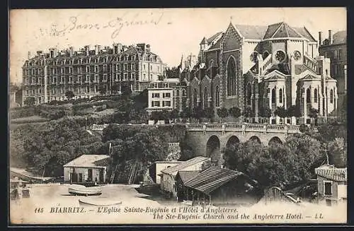 AK Biarritz, L`Eglise Sainte-Eugénie et l`Hôtel d`Angleterre