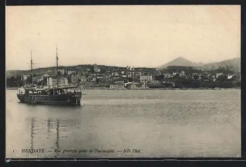 AK Hendaye, Vue generale de Fontarabie mit Schiff