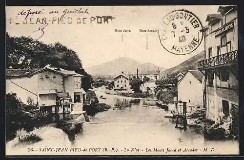 AK Saint-Jean-Pied-de-Port /B.-P., La Nive, Les Monts Jarra et Arradoy