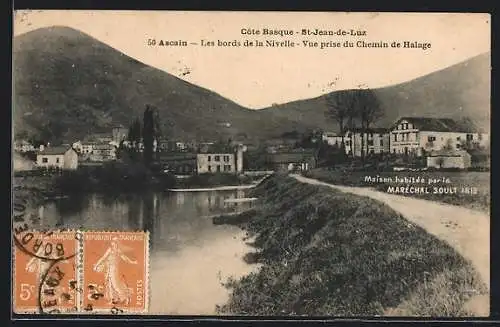 AK St-Jean-de-Luz /Côte Basque, Ascain, Les bords de la Nivelle, Vue prise du Chemin de Halage