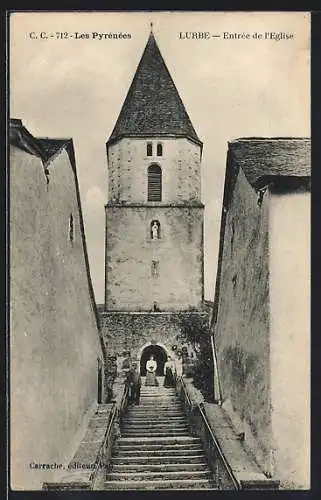 AK Lurbe, Les Pyrénées, Entrée de l`Eglise