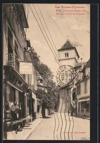 AK Salifs-de-Béarn /Basses-Pyrénées, Église et Rue St-Vincent