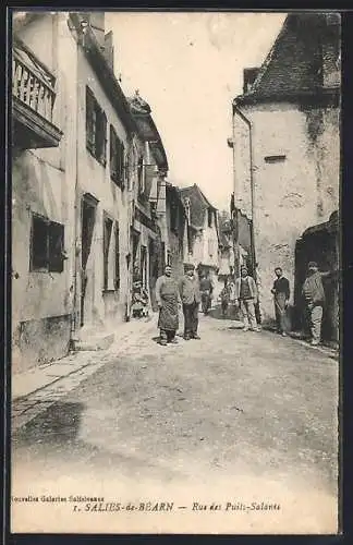 AK Salies-de-Béarn, Rue des Puits-Salants, Strassenpartie