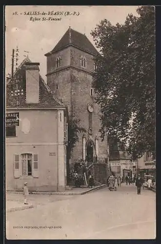 AK Salies-de-Bearn, Eglise St-Vincent et Fete de Gymnastique