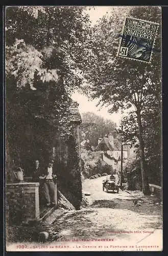 AK Salies-de-Béarn, le chemin et la fontaine de Larounette