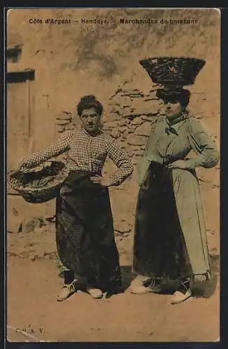 AK Hendaye, Marchandes de poissons, Tracht aus Aquitanien / Aquitaine