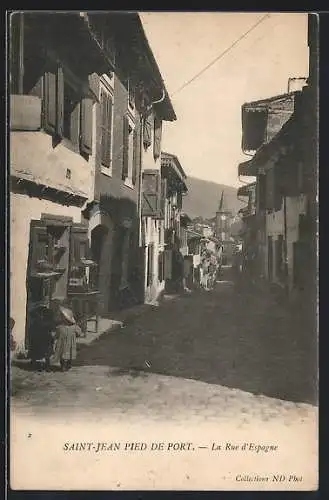 AK Saint-Jean-Pied-de-Port, La Rue d`Espagne, Strassenpartie