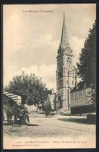 AK Oloron-Ste-Marie /Basses-Pyrénées, Eglise et Place Notre-Dame