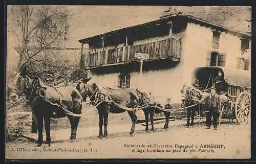 AK Arnéguy, Guimbarde et Carretère Espagnol, Village au pied du pic Madaria