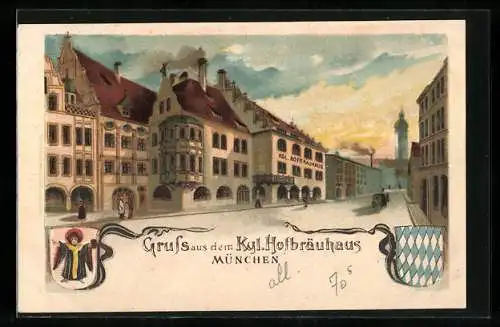 Lithographie München, Münchner Hofbräuhaus, Wappen