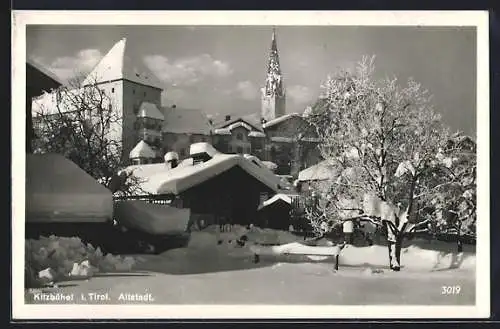 AK Kitzbühel, Altstadt im Schnee versunken