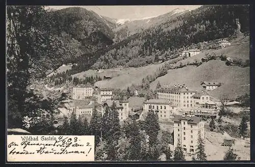 AK Wildbad Gastein, Ansicht aus der Vogelschau