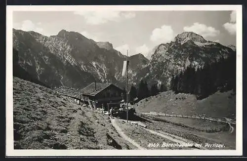 AK Pertisau, Bärenbadalm mit Berghütte u. Gebirgspanorama