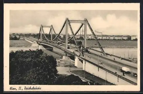 AK Wien, Reichsbrücke aus der Vogelschau