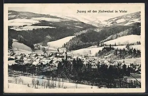 AK Aspang, Ortsansicht mit Hochwechsel im Winter