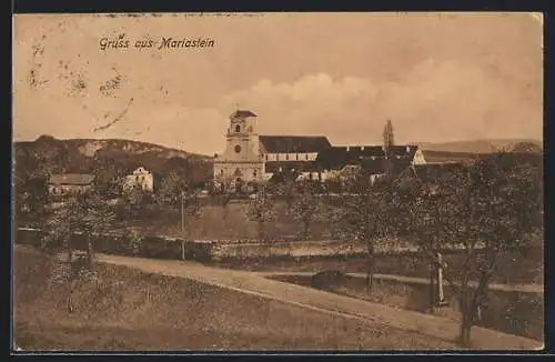 AK Mariastein, Ortsansicht mit Strasse aus der Vogelschau