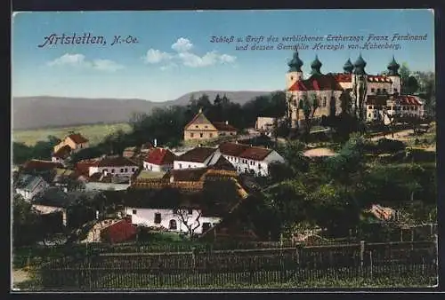 AK Artstetten, Ortsansicht mit Schloss & Gruft