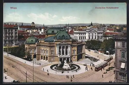 AK Wien, Deutsches Volkstheater aus der Vogelschau