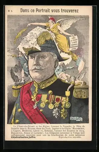 AK Propaganda Entente, Porträt des französischen Generals Joseph Joffre