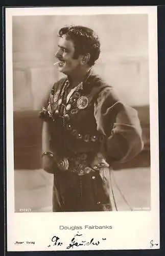 AK Schauspieler Douglas Fairbanks als Westernheld