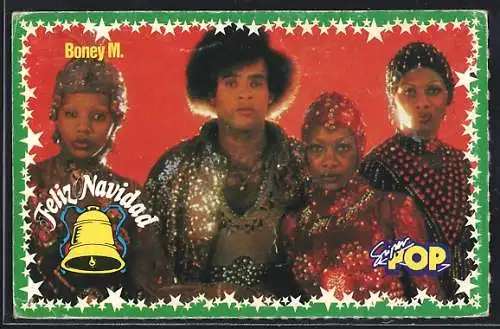 AK Band Boney M., weihnachtliche Gruppenaufnahme