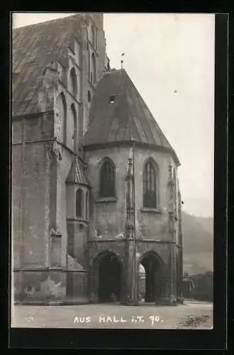 Foto-AK A. Stockhammer: Hall i. T., Rückseite der Kirche