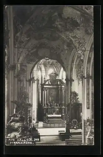 Foto-AK A. Stockhammer: Hall i. T., Innenansicht der Pfarrkirche