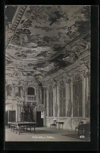 Foto-AK A. Stockhammer: Hall /Tirol, Saal mit verzierter Decke