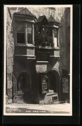 Foto-AK A. Stockhammer: Hall /Tirol, Geschäft Jos. Schweninger, Glasermeister