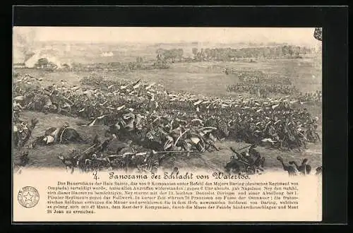 Künstler-AK Panorama der Schlacht von Waterloo, Serie Nr. 4