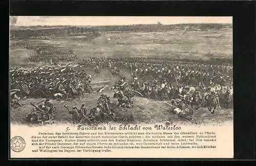 Künstler-AK Panorama der Schlacht von Waterloo, Serie Nr. 5