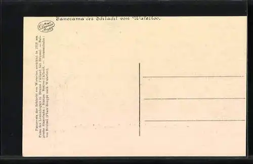 Künstler-AK Panorama der Schlacht von Waterloo, Serie Nr. 5