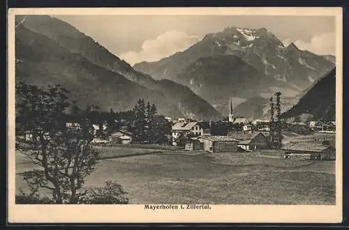 AK Mayrhofen, Totalansicht mit Grünberg