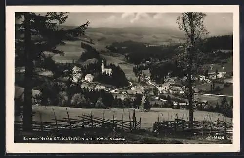 AK St. Kathrein a. H., Panorama mit Kirche