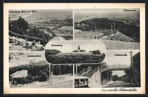 AK Wien, Wienerwald-Höhenstrasse, Cafe am Kahlenberg mit Blick auf den Ort, Josefinenhütte, Höhenstrasse