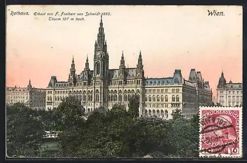 AK Wien, Rathaus, Erbaut 1883