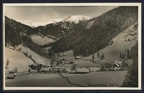 AK Krems in Kärnten, Innerkrems, Ortspartie mit Kirche im Schnee