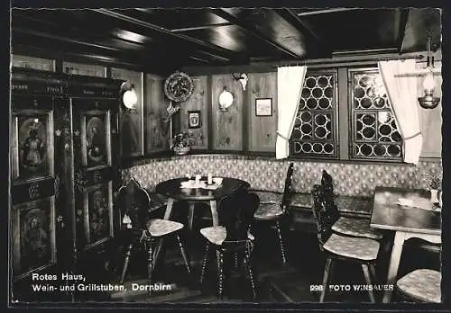 AK Dornbirn, Gasthaus Rotes Haus, Innenansicht