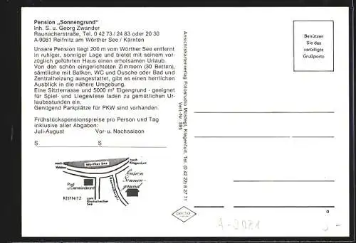 AK Reifnitz am Wörther See, Pension Sonnengrund der Eheleute Zwander, mit Gaststube