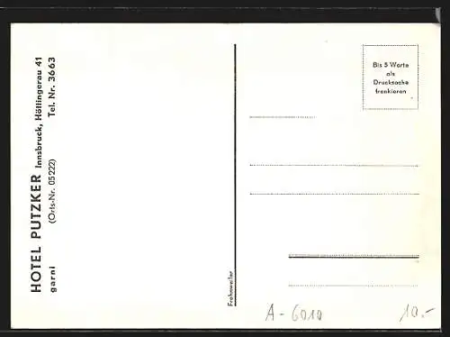 AK Innsbruck, Hotel Putzker, Höttingerau 41