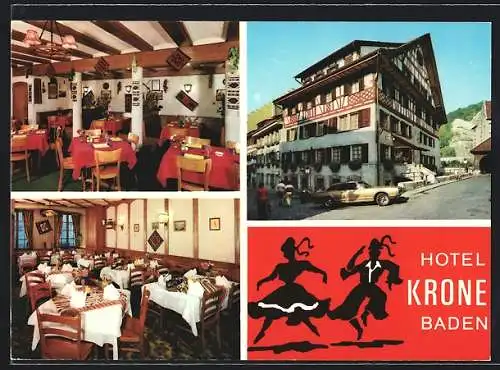 AK Baden, Hotel-Restaurant Krone der Fam. Veskovic mit Speiseräumen, Kronengasse 2