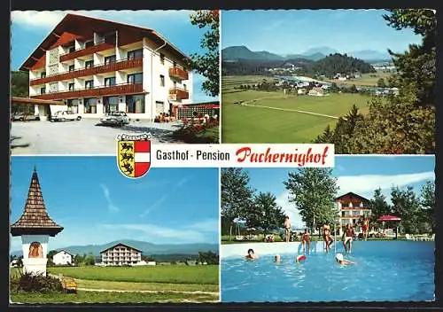 AK St. Egyden bei Velden, Pension Pachernighof der Fam. Sumper mit Freibad