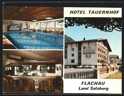 AK Flachau /Land Salzburg, Das Hotel Tauernhof mit Schänke und Hallenbad