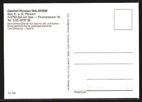 AK Zell am See, Thumersbach, Gasthof-Pension Waldheim, verschiedene Ansichten