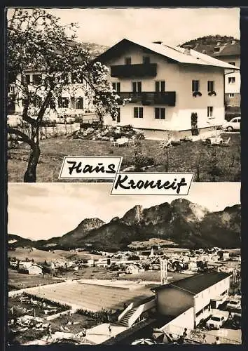 AK Abtenau /Salzburg, Die Pension Haus Kronreif, das Freibad