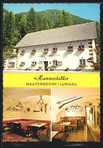 AK Mauterndorf, Gasthaus und Pension Hammerkeller der Eheleute Santner, mit Innenansichten